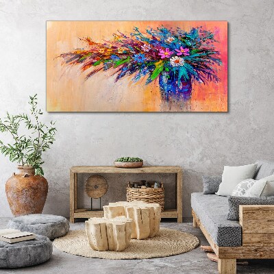 Canvas schilderij Kleurrijke bloemen in een vaas