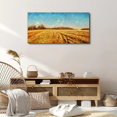 Foto op canvas Gouden velden onder een blauwe lucht