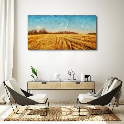 Foto op canvas Gouden velden onder een blauwe lucht