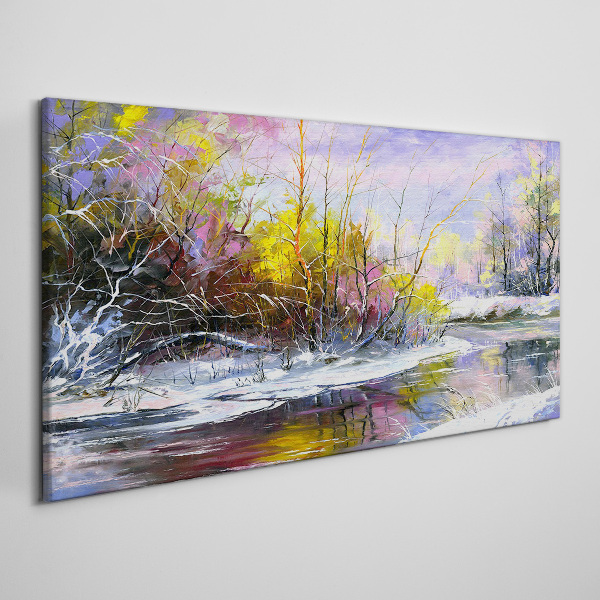 Canvas schilderij Winterlandschap met een rivier