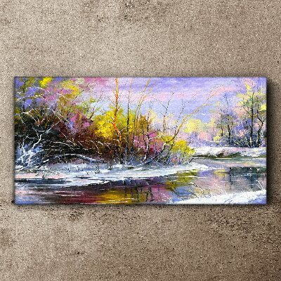 Canvas schilderij Winterlandschap met een rivier