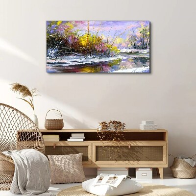 Canvas schilderij Winterlandschap met een rivier