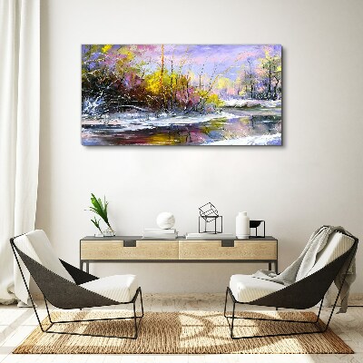 Canvas schilderij Winterlandschap met een rivier