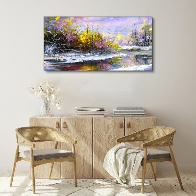 Canvas schilderij Winterlandschap met een rivier