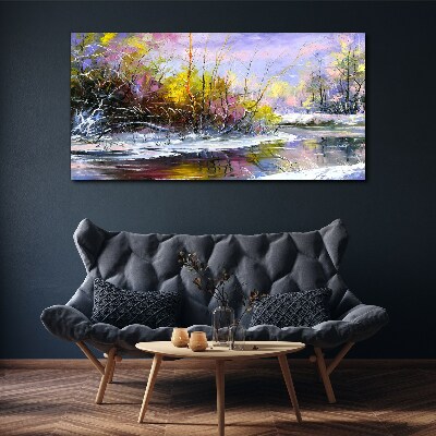 Canvas schilderij Winterlandschap met een rivier