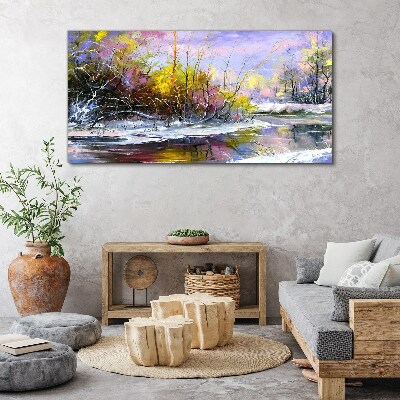 Canvas schilderij Winterlandschap met een rivier