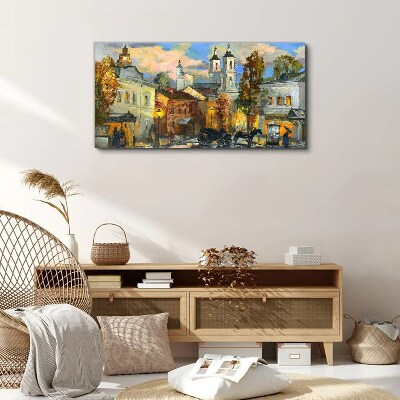 Foto op canvas Een charmante straat in een herfstlandschap