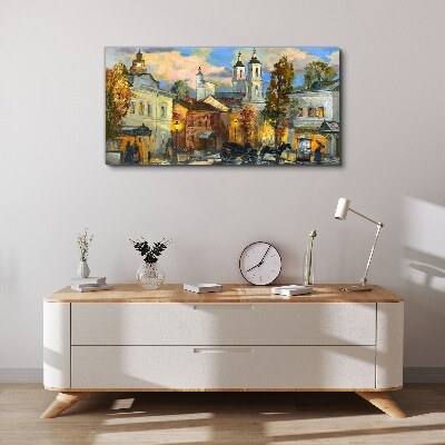 Foto op canvas Een charmante straat in een herfstlandschap