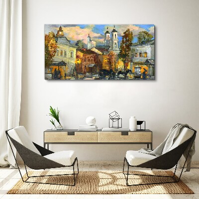 Foto op canvas Een charmante straat in een herfstlandschap