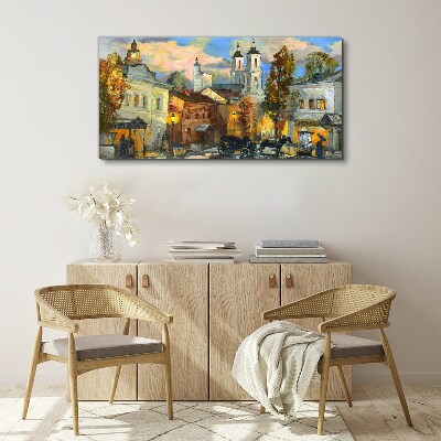 Foto op canvas Een charmante straat in een herfstlandschap