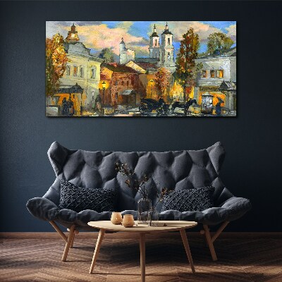 Foto op canvas Een charmante straat in een herfstlandschap