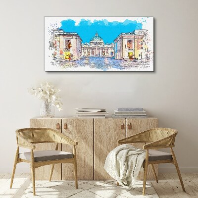 Foto op canvas Het Vaticaan in aquarelkleuren