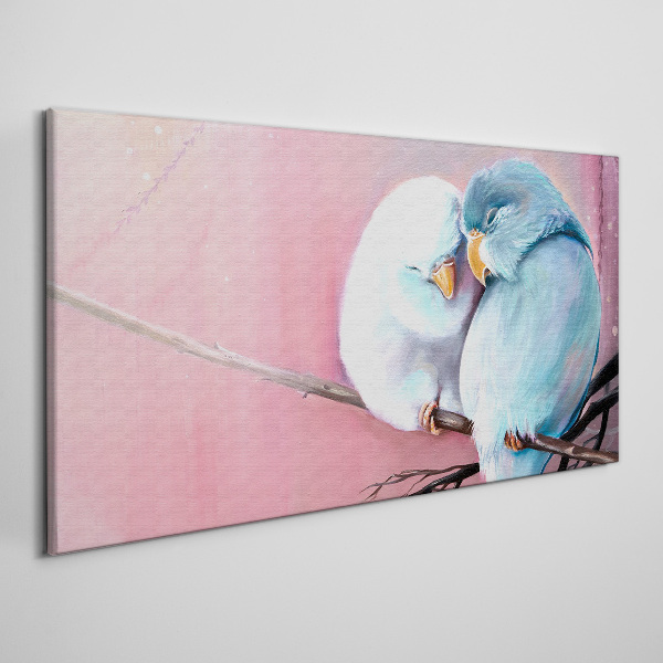 Canvas schilderij Schattige papegaaien op een tak