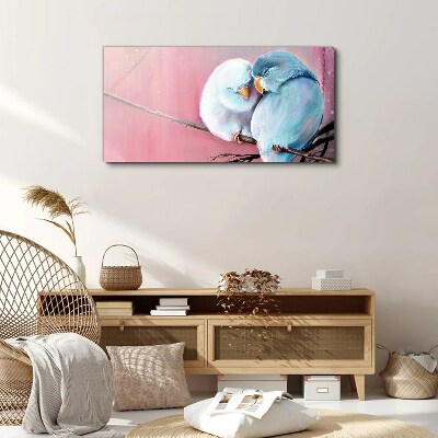 Canvas schilderij Schattige papegaaien op een tak