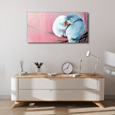 Canvas schilderij Schattige papegaaien op een tak