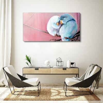 Canvas schilderij Schattige papegaaien op een tak