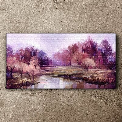 Schilderij op doek Lentelandschap in tinten roze