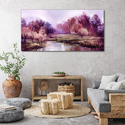 Schilderij op doek Lentelandschap in tinten roze
