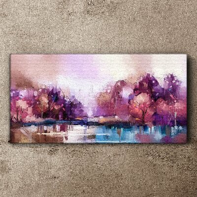 Foto op canvas Roze weerspiegelingen in het winterlandschap