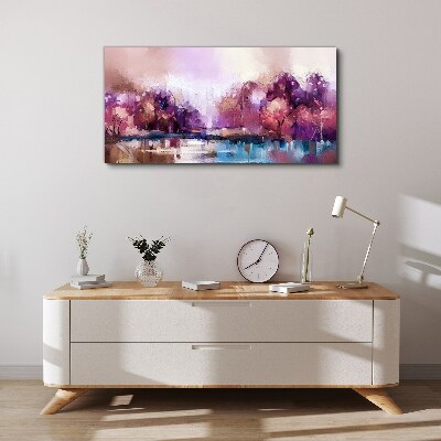 Foto op canvas Roze weerspiegelingen in het winterlandschap