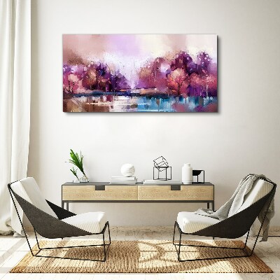 Foto op canvas Roze weerspiegelingen in het winterlandschap
