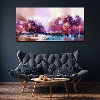 Foto op canvas Roze weerspiegelingen in het winterlandschap