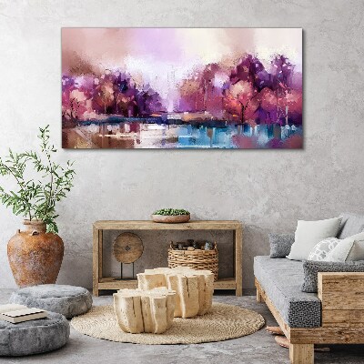 Foto op canvas Roze weerspiegelingen in het winterlandschap