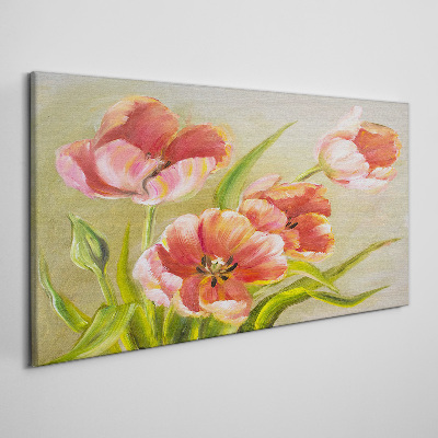 Foto op canvas Lentetulpen in pasteltinten