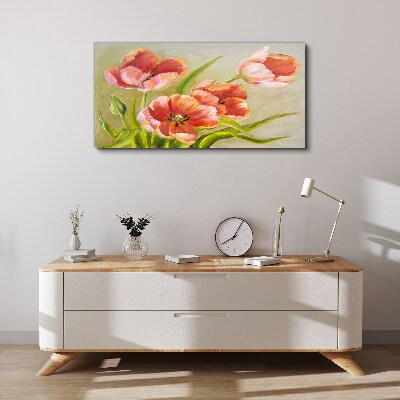 Foto op canvas Lentetulpen in pasteltinten