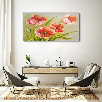 Foto op canvas Lentetulpen in pasteltinten