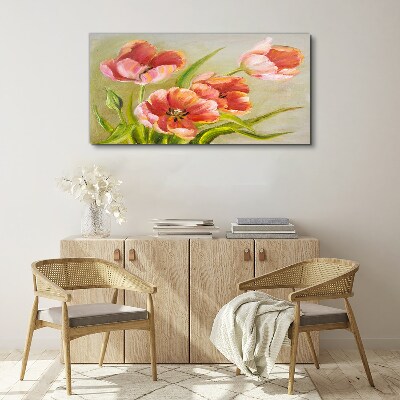Foto op canvas Lentetulpen in pasteltinten