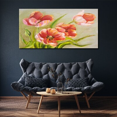 Foto op canvas Lentetulpen in pasteltinten