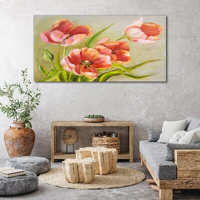 Foto op canvas Lentetulpen in pasteltinten