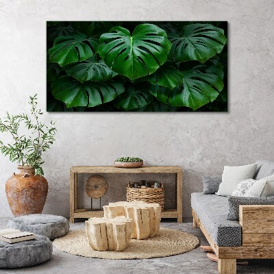 Schilderij op doek Groene symfonie van Monstera-bladeren