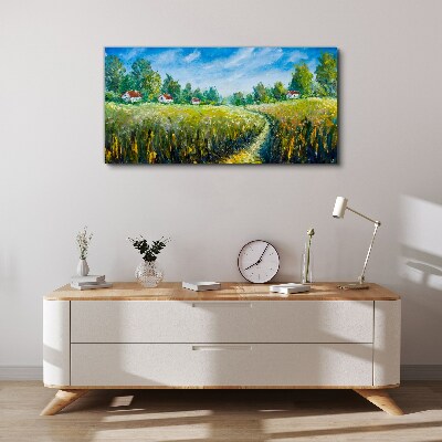 Canvas schilderij Zomerlandschappen met landhuizen