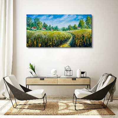 Canvas schilderij Zomerlandschappen met landhuizen