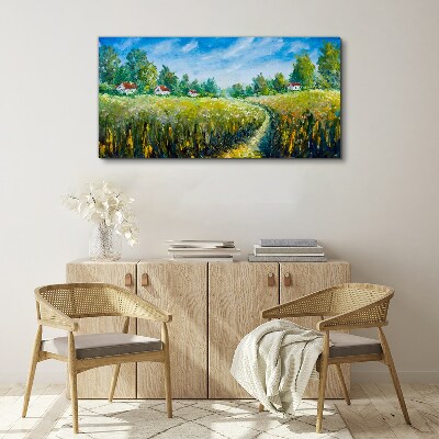 Canvas schilderij Zomerlandschappen met landhuizen