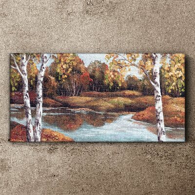 Foto op canvas Herfstlandschap aan de rivier