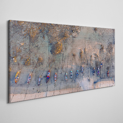 Schilderij op doek Een rustige haven in het zonsonderganglicht