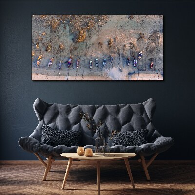 Schilderij op doek Een rustige haven in het zonsonderganglicht