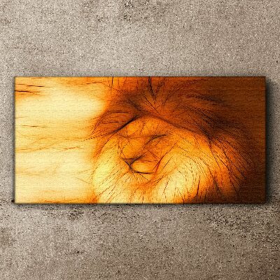 Canvas schilderij Gouden Leeuw in abstracte vorm