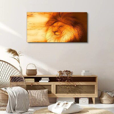 Canvas schilderij Gouden Leeuw in abstracte vorm
