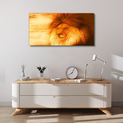 Canvas schilderij Gouden Leeuw in abstracte vorm