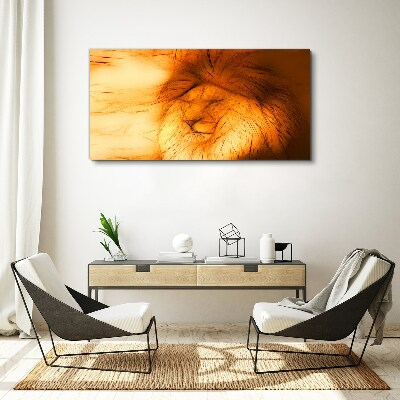 Canvas schilderij Gouden Leeuw in abstracte vorm