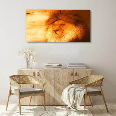 Canvas schilderij Gouden Leeuw in abstracte vorm