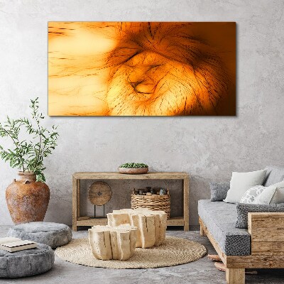 Canvas schilderij Gouden Leeuw in abstracte vorm