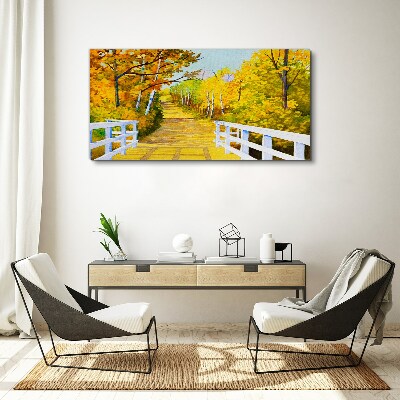 Foto op canvas Gouden pad in het herfstbos