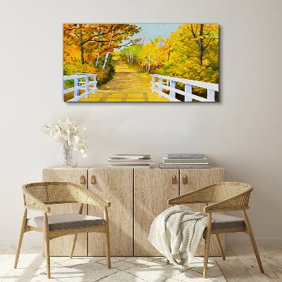 Foto op canvas Gouden pad in het herfstbos