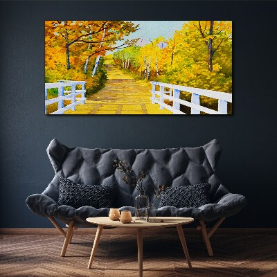 Foto op canvas Gouden pad in het herfstbos