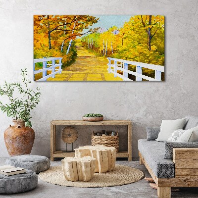 Foto op canvas Gouden pad in het herfstbos